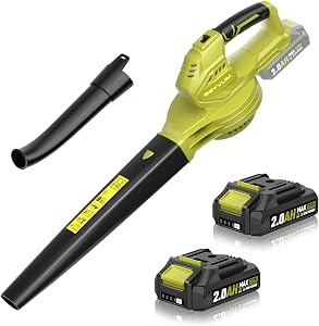 SEYVUM Leaf Blower, 20V Cordless Blower with 2 x 2.0Ah Battery, Electric Leaf Blowers for 