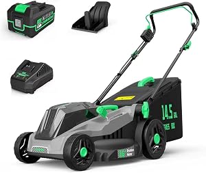Grelawner 40V Cordless Lawn Mower, 16-Inch Brushless Electric Push Mower with 4.0Ah Batter