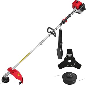 PowerSmart 25.4cc Gas Weed Wacker, String Trimmer/Edger 16-Inch with 10-Inch Brush Cutter 