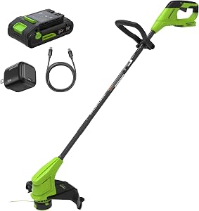 Greenworks 24V 12" Brushless 2-in-1 String Trimmer Kit, Ultra Lightweight & Easy 