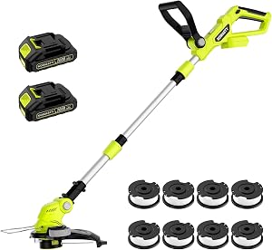 20V Electric Weed Wacker Cordless Edger Lawn Tool 2 X 2.0Ah Battery Powered Weed Eater wit