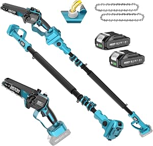 SEESII 2-in-1 Electric Pole Saws for Tree Trimming, 6 Inch Mini Chainsaw Cordless with Ext