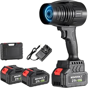 NovorikX 20V Cordless Mini Turbo Leaf Blower, 30000RPM Handheld Snow Blower with 2 X 3.0Ah