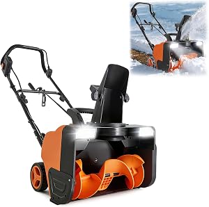 VEVOR Corded Electric Snow Blower, 20 inch 15A Snow Thrower with Dual LED Headlights &