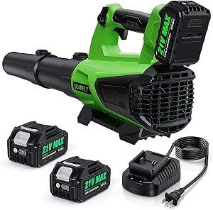 SOARFLY Leaf Blower Cordless, New Upgraded 1000W Powerful Motor Leaf Blower, 160Mins Max R