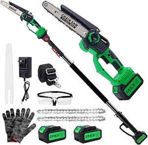 2-in-1 Electric Pole Saw for Tree Trimming, Cordless Polesaw & 8'' Mini Chainsaw with 