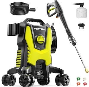 Yeryork Pressure Washer, 3000 PSI Power Washer with 4 Lockable Wheels, Stainless Steel Lan