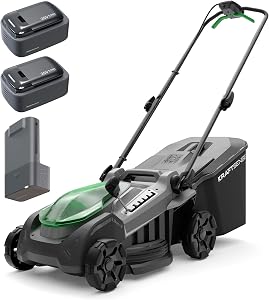 Kraftsense 16" Electric Lawn Mower, 40V Cordless Lawn Mower with 2x5.0Ah Batteries &a