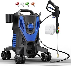 QIOMALA 4800PSI PowerWasher with 4 Quick Connect Nozzles, Foam Cannon for Car, Lane, Patio