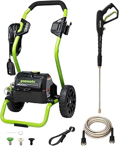 Greenworks 2000 PSI (1.1 GPM Max) Electric Power Washer (25°, 40°, Soap Nozzle) For Use On
