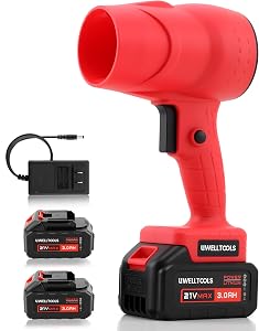 350000 RPM Cordless Leaf Blower -21V Handheld Design Lawn Blowers with 2 X 3.0ah Battery, 