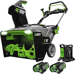 EGO Power+ 21" Electric Snow Blower, Gray/Black, Cordless Steel Auger, Includes (2) 5