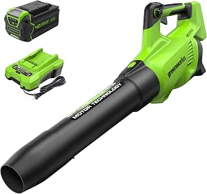 Greenworks 40V (130 MPH / 550 CFM ) Brushless Axial Leaf Blower, Ultra-Powerful for Wet Le