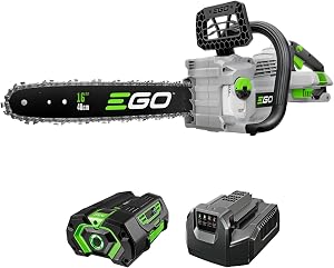 EGO POWER+ Chain Saw, 16” Battery Powered Chainsaw, Electric Cordless, Includes 56V 4.0Ah 