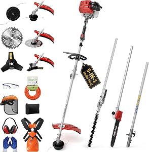 Snoonwee 52CC Gas Powered Weed Eater & 5-in-1 Multi-Tool - Heavy Duty Brush Cutter, 18