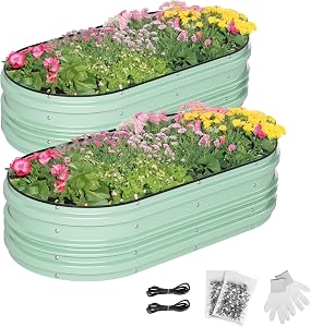 WORKPRO 2PK 4x2x1ft Galvanized Raised Garden Bed Set, Rust & Corrosion Protection, Eas