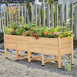 AMERLIFE 7x2 Ft Raised Garden Bed, 16 Inch Depth Featuring Legs, Drainage Holes, Ideal for